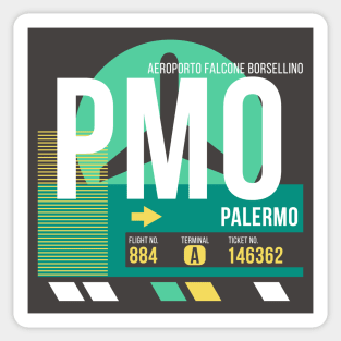 Palermo (PMO) Airport // Retro Sunset Baggage Tag Sticker